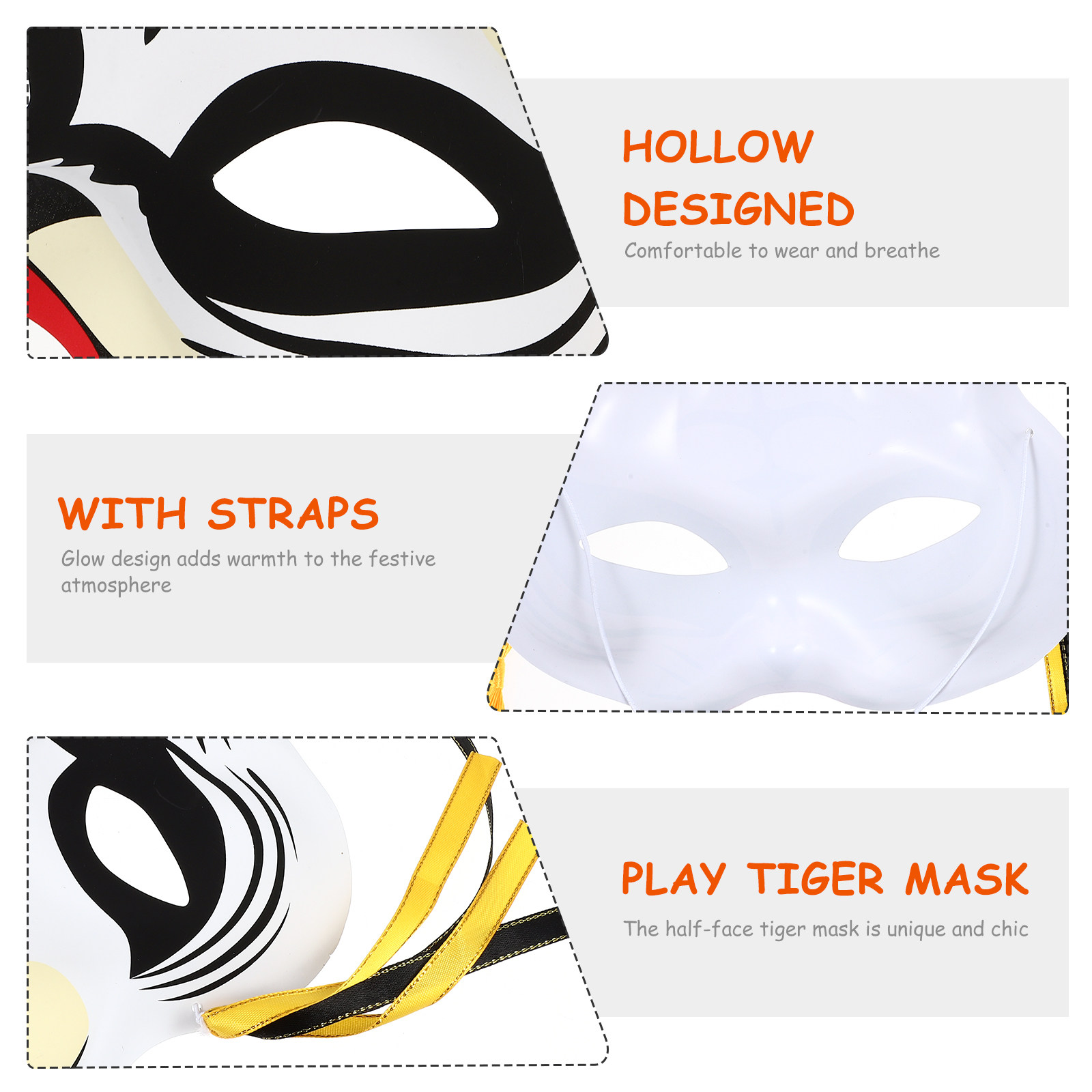 Topeng Harimau Setengah Wajah, - Easy Cosplay Prop ulasan dan harga